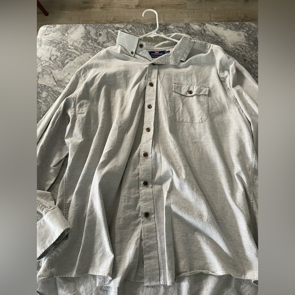 Vineyard vines men’s casual button down pocket shirt xxl grey frat prep southern